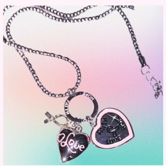 Faith Love Hope Breast Cancer Necklace - Picture 6 of 10